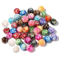 200PCS Acrylic Crystal Beads for Jewelry Making Round Loose Beads Charms Ink ...