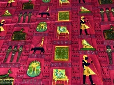 Smooth Cotton Egyptian Speciality Fabric Vintage Arabic Words Down The Side 1yd