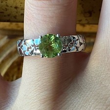 Natural Peridot Sterling Silver Ring Size 8