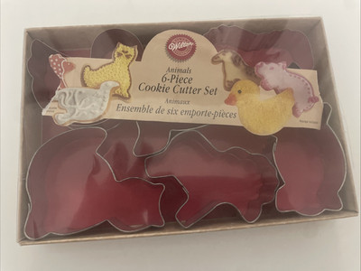 Wilton Animals 6-Piece Cookie Cutter Set - Cat, Horse, Pig, Duck, Dove, Lion