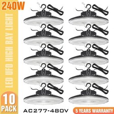 10-PACK 240W LED UFO High Bay Lights 277-480V Industrial Dimmable Lamp -36000LM