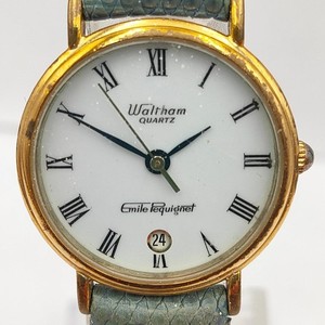 Authentic USED Waltham Emile Pequignet Gold-Plated Date Quartz Watch | Battery Dead