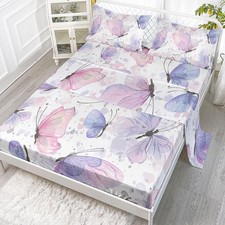 Kids Butterfly Sheet Set - 4 Pcs, Full Sheet  2 Pillowcases