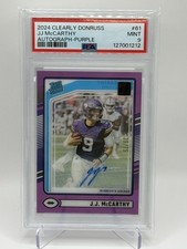 2024 Clearly Donruss JJ McCarthy Autograph-Purple /75 PSA 9 Vikings