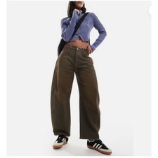 Free People We The Free Good Luck Coated Barrel Jeans NEW MOON Brown 29 NWT