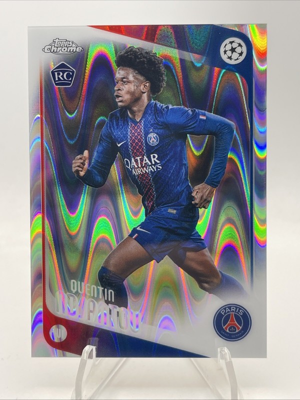2025-26 Topps Chrome UEFA Quentin Ndjantou RC RAYWAVE #166 PSG Paris Rookie