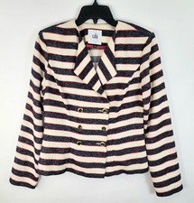 Cabi Love Carol Cruise Jacket Women's 0 Striped Blazer Nautical Knit Navy