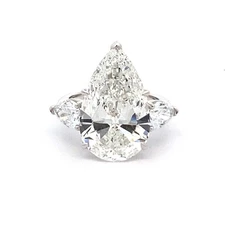 14ktw Lab Grown Diamond 10.02ct Center 1.42cttw on Side in Pear Shaped Ring