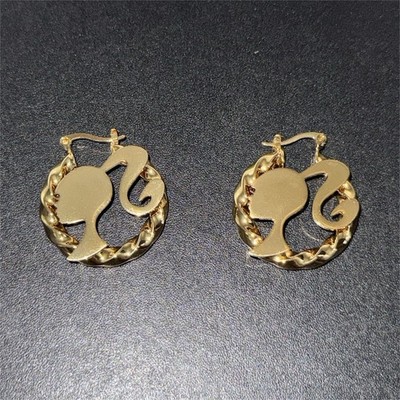 Gold Plated Doll Face Hoops 30mm