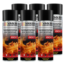 Ofenlack Ofenfarbe Spray 6x 400ml hitzebest&auml;ndige Thermofarbe 800&deg;C schwarz-matt