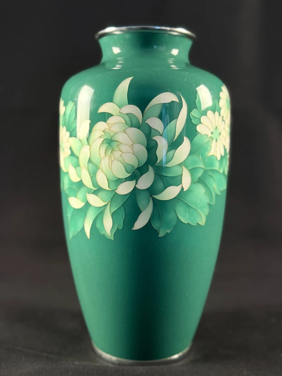 蓝色景泰蓝日本古董花瓶| eBay