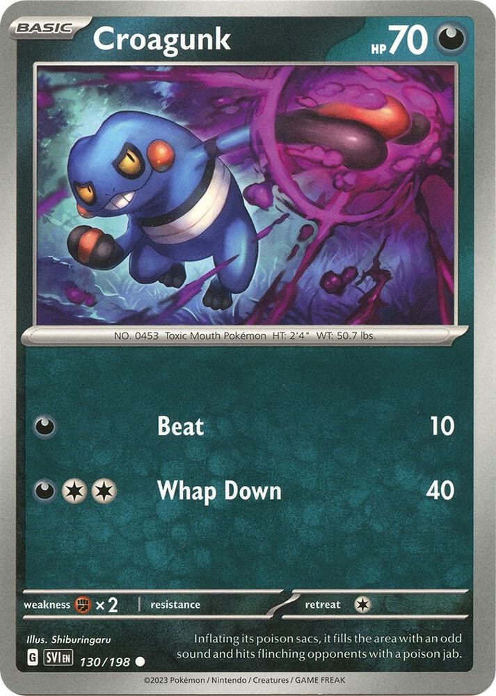 Croagunk #130/198 Sv01 Scarlet & Violet Base Set Reverse Holo Pokemon TCG NM
