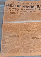 Fort Collins Coloradoan November 22, 1963 President Kennedy Assassination