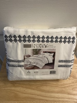 NIP INK+IVY 3-Piece Rhea Cotton Jacquard Queen Duvet Cover Set 3pc