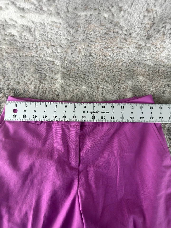 Pantalones Lafayette 148 Talla 8 Minimalista Pierna Recta Púrpura Botón Cremallera Foto 4 de 4