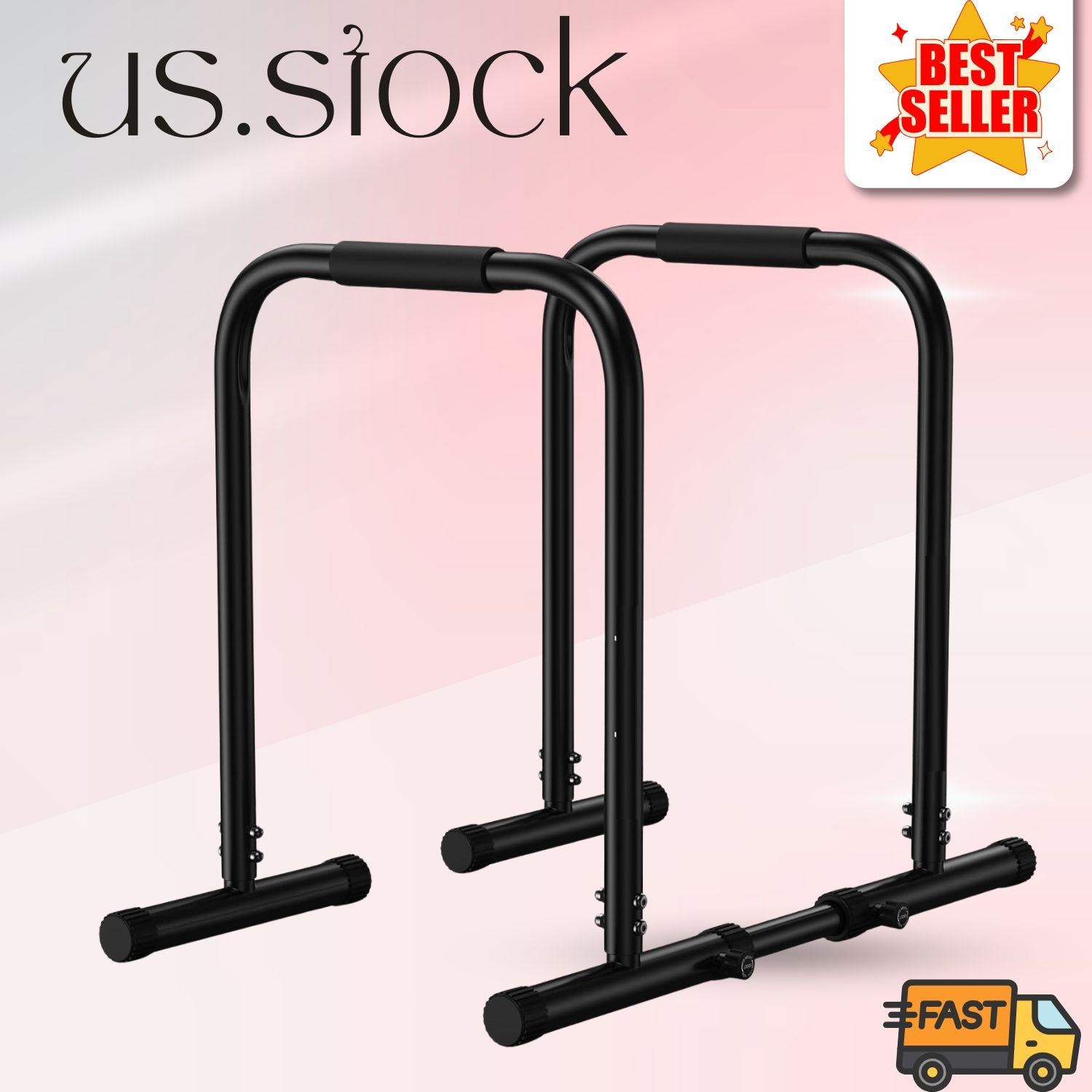 Adjustable Dip Bar Station, 400LBS Heavy Duty Parallel Bars for Home Gym
