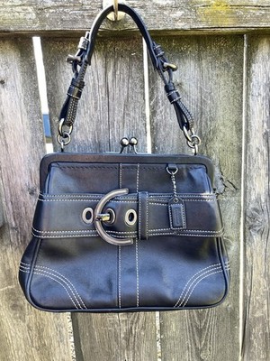 Coach 8a12 Kisslock Black leather SoHo Bag | eBay