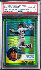 2018 TOPPS SILVER PACK 1983 CHROME PROMO #147 GLEYBER TORRES #/99 PSA 10