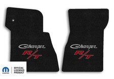 1968-1970 Dodge Charger 2pc Carpet Front Floor Mats With Rt Logo - Ebony