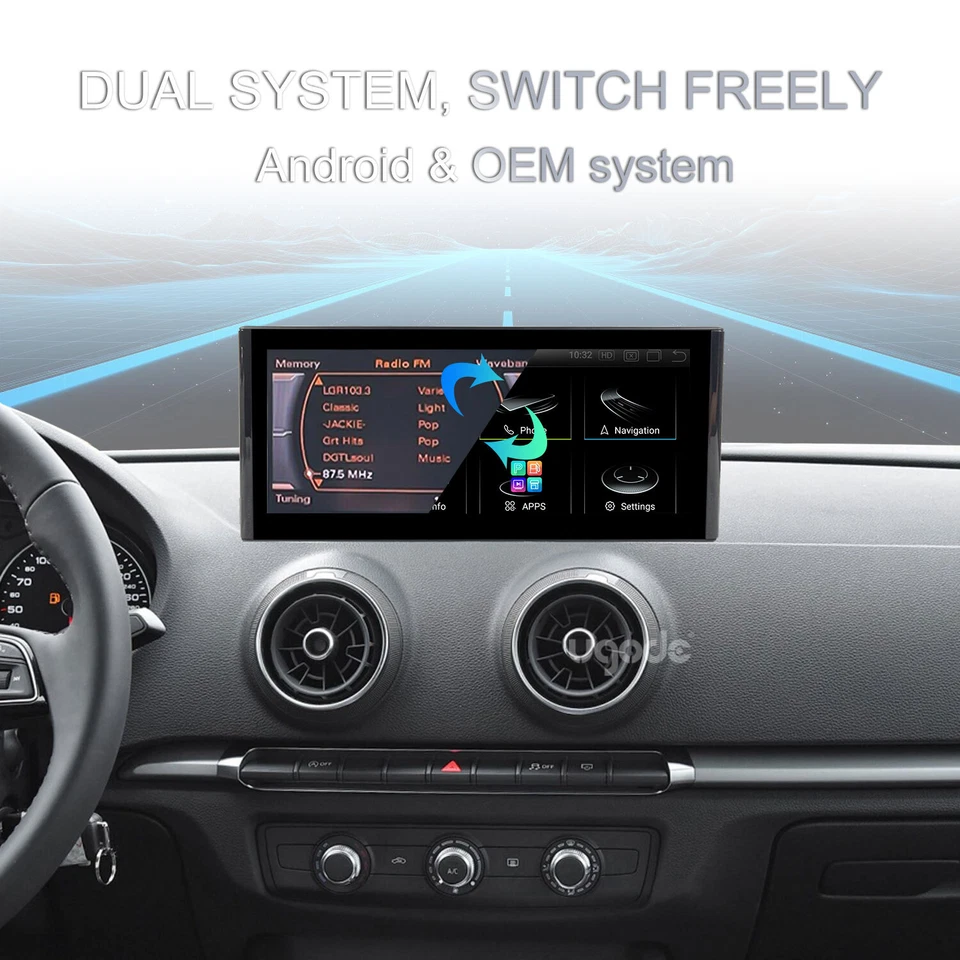 10.25" Apple CarPlay Screen For AUDI A3 Android 13 Auto Navigation Monitor 128G - Image 4 of 4