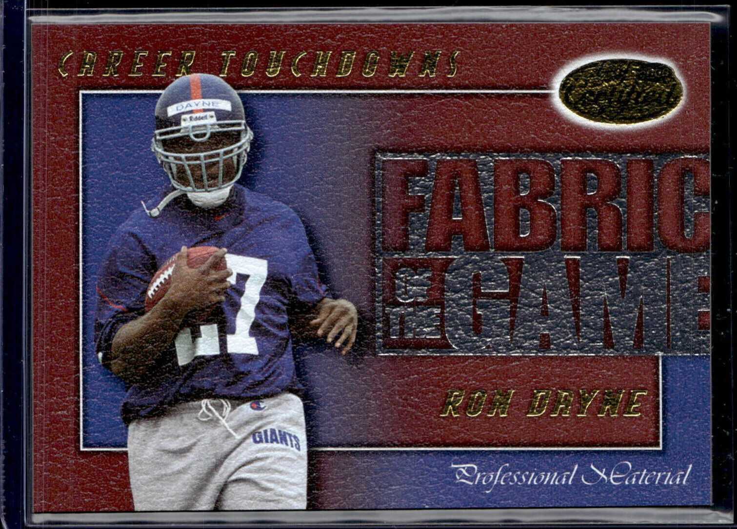 Ron Dayne Leaf Certified Fabric of the Game #FG50 Base