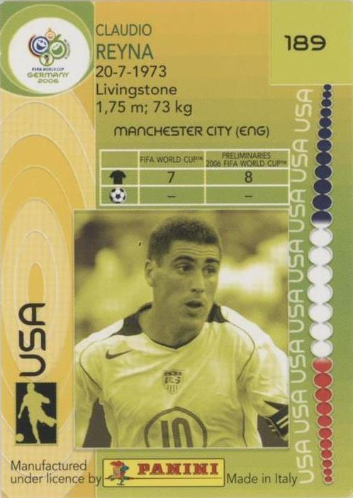 Panini FIFA World Cup Germany Claudio Reyna #189 Trading Card 2006