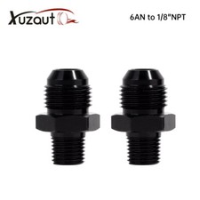 1/8" NPT to 6AN Fitting Male Straight Fittings Adapter Aluminum Black 2Pcs