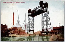 Chicago Illinois ILL, 1913 Halsted Street Lift Bridge, Torre, cartolina d'epoca