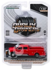 1:64 GreenLight *DUALLY DRIVERS 3* RED 2018 Chevy Silverado Service w/SNOWPLOW