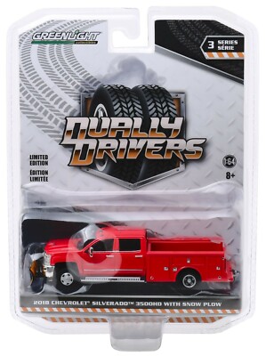 1:64 GreenLight *DUALLY DRIVERS 3* RED 2018 Chevy Silverado Service w ...
