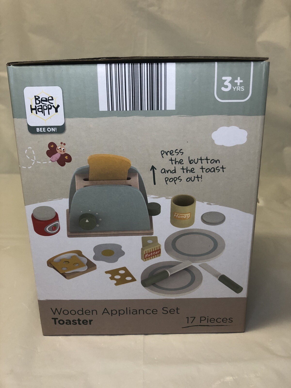 Bee Happy Wooden Toaster Breakfast Play Set Educational Pretend Play ...