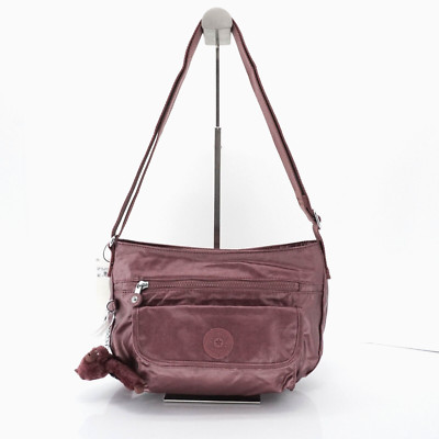Kipling Syro Crossbody Purse Shoulder Bag HB6140 Polyamide Dark Maroon Metallic