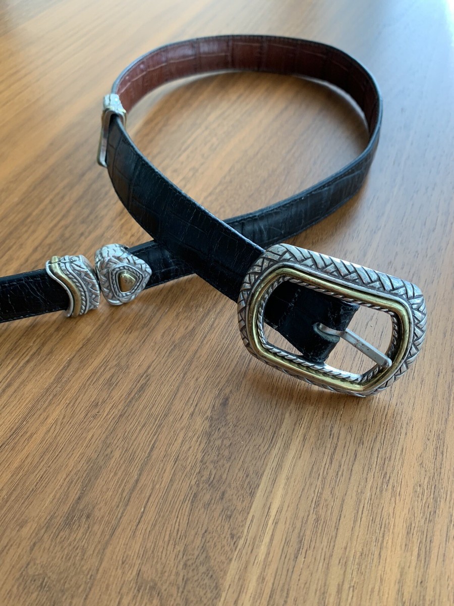 Brighton Marcus Two-Tone Reversible Brown & Black Leather Belt Silver Buckle M/L Marcus Two-Tone Reversible Belt - Brighton main image 3