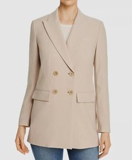 Elie Tahari Women's Beige Aster Solid Double Breasted Blazer Jacket Size 6