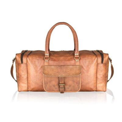 New Men's Shoulder Genuine Real Vintage Brown Bag Overnight Duffel 