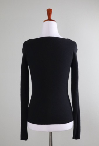 ELIE TAHARI $398 Black Soft Knit Braided Open Sleeve Sweater Top Size XS - Picture 4 of 6
