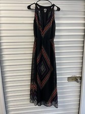 Old Navy Dress Sleeveless Black Pink Geometric Tribal Lined Maxi Size Small