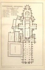 CANTERBURY. Vintage town city map plan & Cathedral plan. Kent 1926 old chart