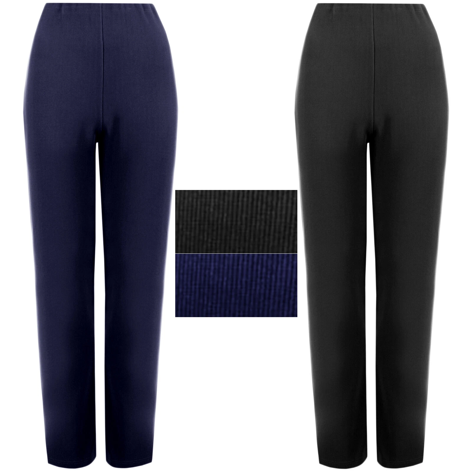 2 PACK WOMENS STRAIGHT LEG TROUSERS LADIES RIBBED STRETCH FINELY PANTS BOTTOMS
Opens in a new window