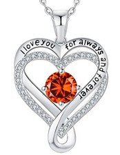 Jewelry for Women Wife Infinity Heart Birthstone I Love You Necklace S925 Ann...