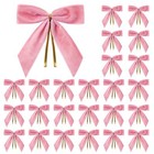 24 Pcs Pink Small Velvet Christmas Bows for Christmas Tree Wreath Gift Wrappi...