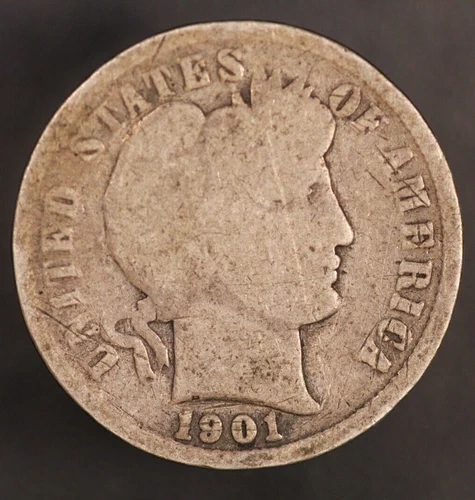 1901  BARBER DIME FRESH FROM AN ORIGINAL COLLECTION-LOT 5716
