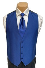 Men's Lord West Blue Tuxedo Vest and Tie Fullback Wedding Groom Prom 3XL