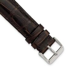 DeBeer 18mm Genuine Alligator Brown Chrono Silver-tone Buckle Watch Band