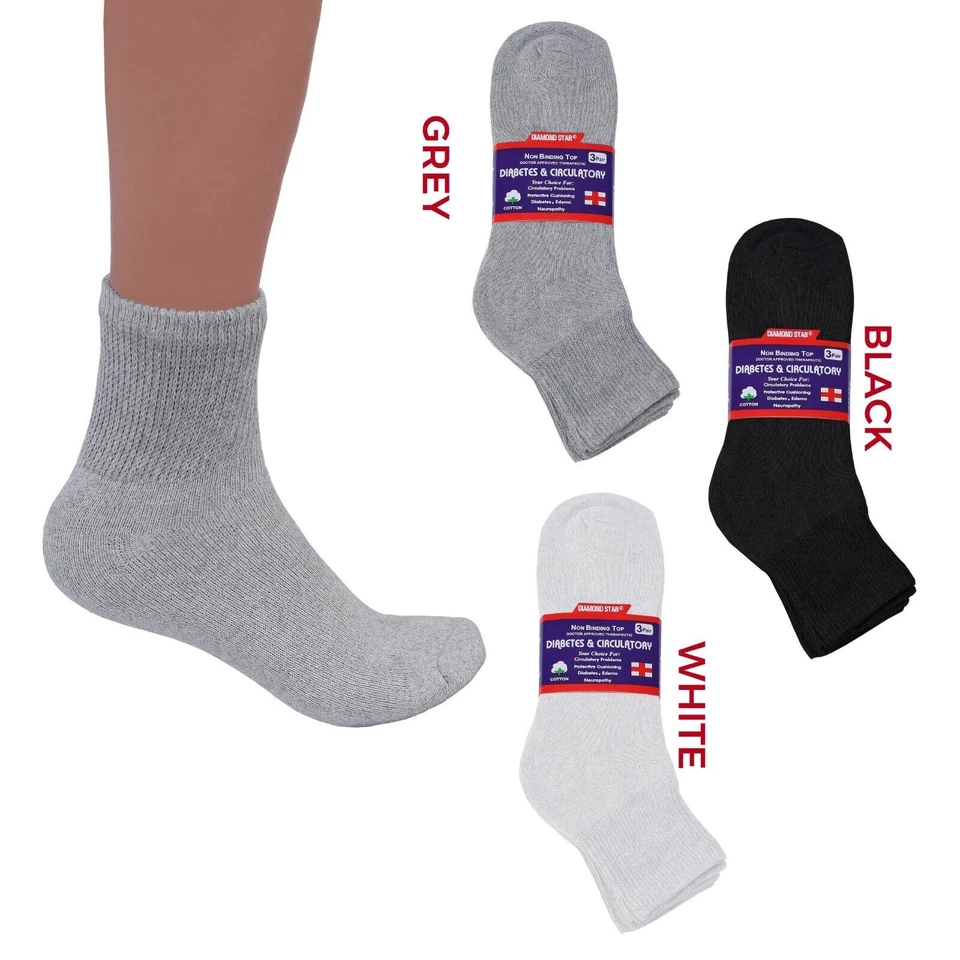 Calcetines tobilleros para diabéticos para hombre calcetines de salud circulatoria 3 12 pares 9-11 10-13 13-15 Foto 2 de 2