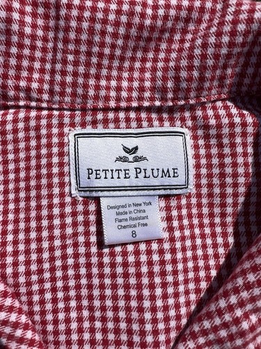 Petite Plume Kids Sz 8 Red Gingham Pajamas 2pc Top Pants Button Up - Picture 4 of 8