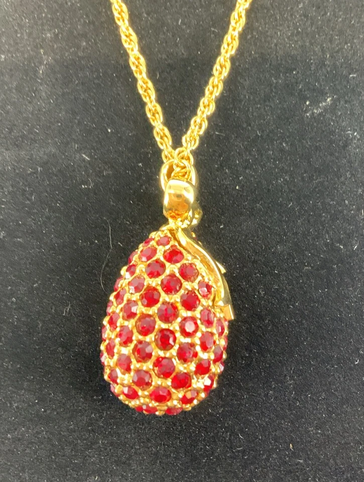 Joan Rivers Фаберже яйцо серии, красный кристалл золотой тон модное ожерелье - Изображение 3 из 4
