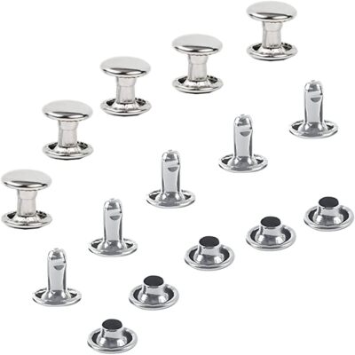 300 Sets Silver Stainless Steel Leather Rivets Double Cap Rivet Tubular Metal...