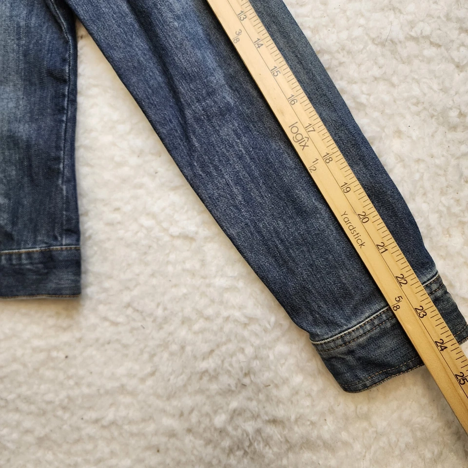 Chaqueta Vaquera Izod Vintage Y2K Pequeña Azul Desteñida Lavado Bolsillos Cuello Botón Foto 3 de 4