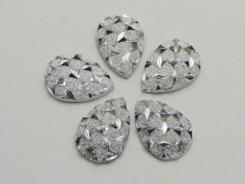 200 Shinny Silver Flatback Acrylic Glitter Teardrop Rhinestone Cabochon 9X13mm - Picture 2 of 7